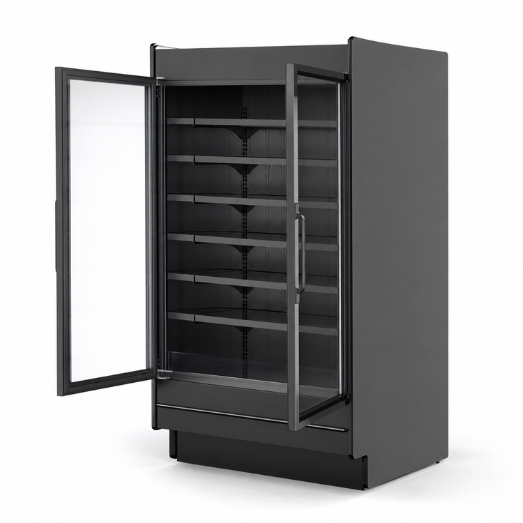 Product image #4 for Structural Concepts Fusion Self-Service Doored Reach-In Front Remote DX Refrigerated Display Case with 2 Front Swinging Glass Doors