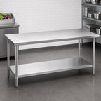 Thumbnail image #4 for Duke Manufacturing 316-24108 108-Inch x 24-Inch 16/300 Stainless Steel Work Table with Galvanized Undershelf, Flat Top
