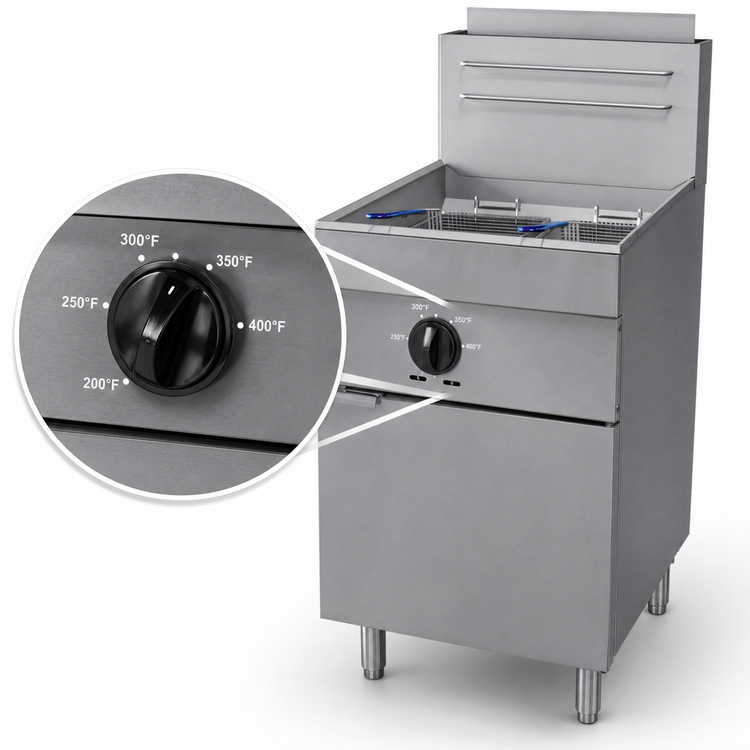 Product image #4 for Serv-Ware SGF-70L 75 lb Natural Gas Floor Fryer with Thermostatic Controls