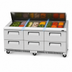 Thumbnail image #5 for Turbo Air Super Deluxe Front Breathing 72-5/8-Inch 3-Section Refrigerated Sandwich/Salad Prep Table Workstation with 12 Pans and 6 Drawers