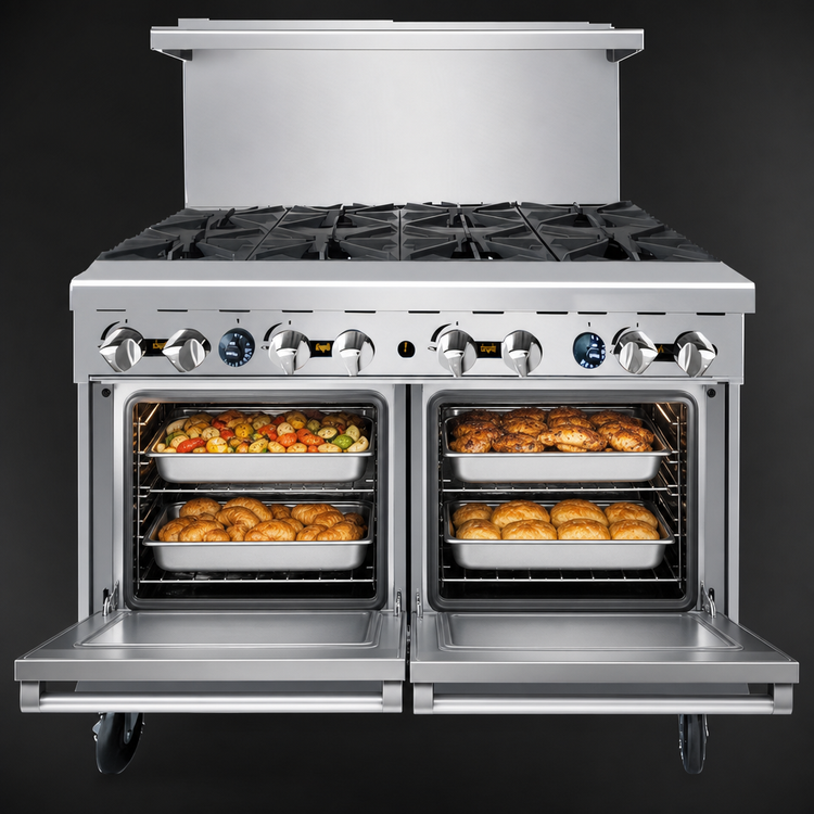 Product image #4 for CookRite 48-Inch 8-Burner LP Gas Range with Double Space Saver Ovens