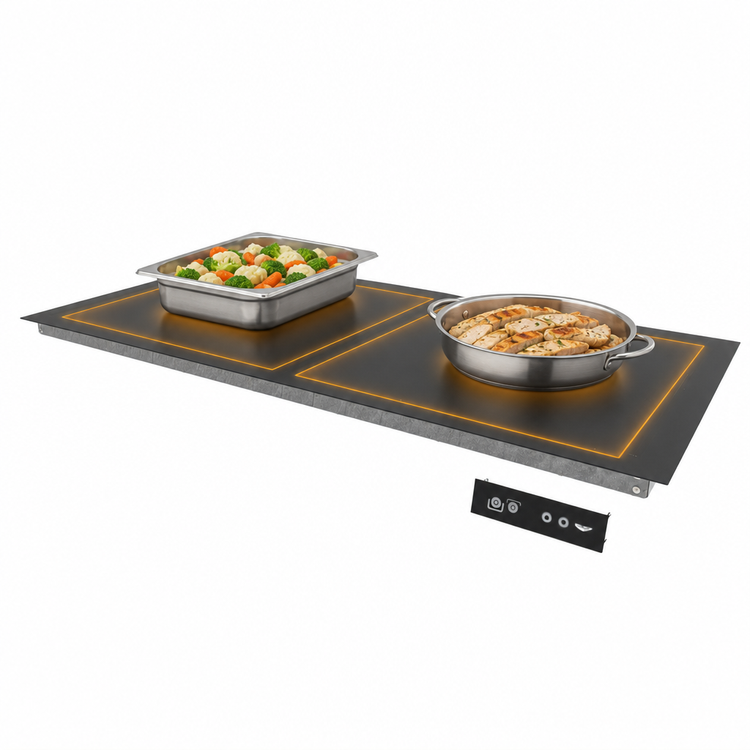 Product image #4 for Vollrath 56-Inch Flush Mount Drop-In Warming Shelf with Dual Warming Zones, Black Hardcoat Aluminum, 120V