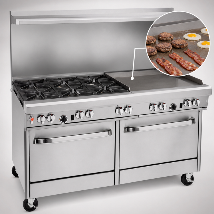 Product image #4 for Southbend Ultimate 60-Inch Gas Restaurant Range with 4 Pyromax Burners, 24-Inch Griddle and 2 Cabinets