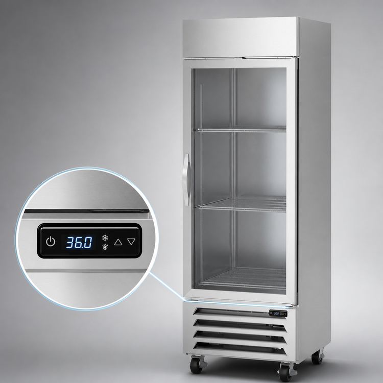 Product image #4 for Beverage Air Horizon Series One-Section Glass Door Reach-In Refrigerator, 23.32 Cu. Ft., Bottom Mount, Stainless Steel