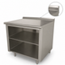 Thumbnail image #4 for Advance Tabco 48 Inch x 24 Inch Open Front Cabinet Base Work Table with Mid-Shelf, 14 Gauge 304 Stainless Steel Top, and 1-1/2 Inch Rear Up-Turn
