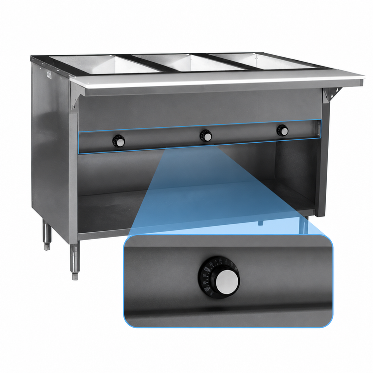 Product image #4 for Eagle Group Spec-Master 48-Inch Electric Hot Food Table with 3 Wet/Dry Wells and Open Cabinet Base