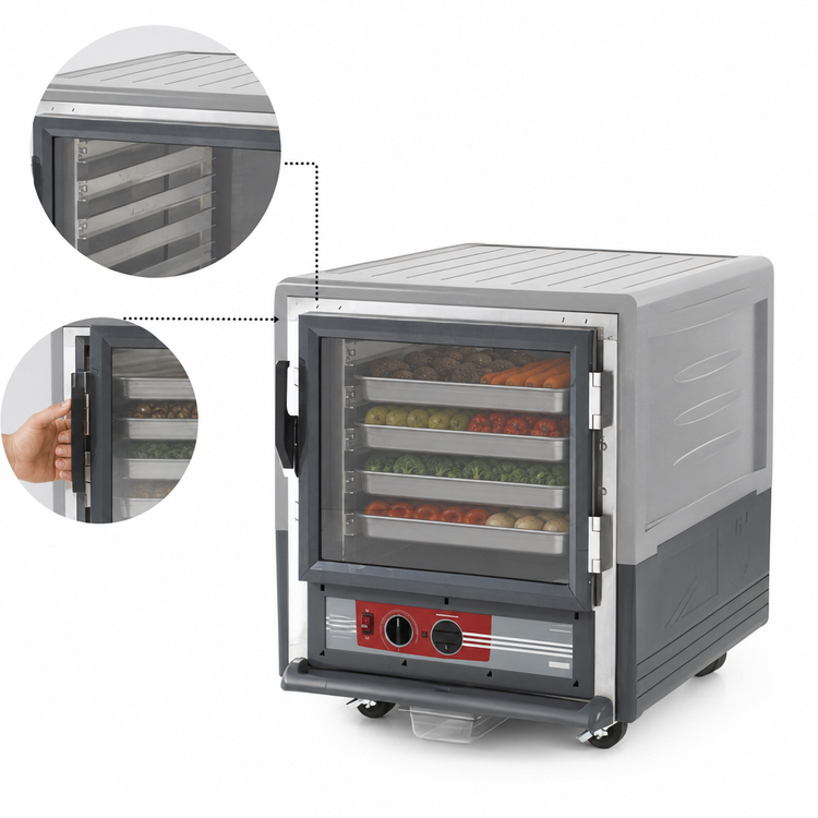 Product image #4 for Metro C5 3 Series Low Watt Under Counter Heated Holding Cabinet with Gray Insulation Armour, Clear Door, 10 Pan Capacity