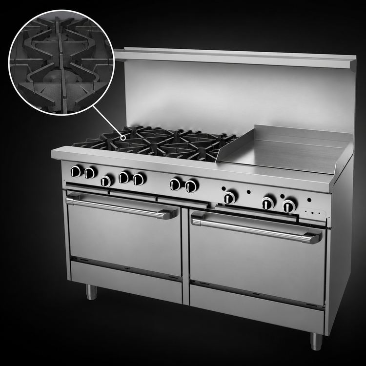 Product image #4 for Garland G Starfire Pro 60-Inch Gas Restaurant Range with 6 Open Burners, 24-Inch Griddle and 2 Standard Ovens