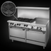Thumbnail image #4 for Garland G Starfire Pro 60-Inch Gas Restaurant Range with 6 Open Burners, 24-Inch Griddle and 2 Standard Ovens