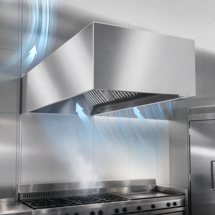 Product image #4 for SpecAir HEIA96-108 Wall Type Make-Up Air Exhaust Hood - 108"W x 51"D