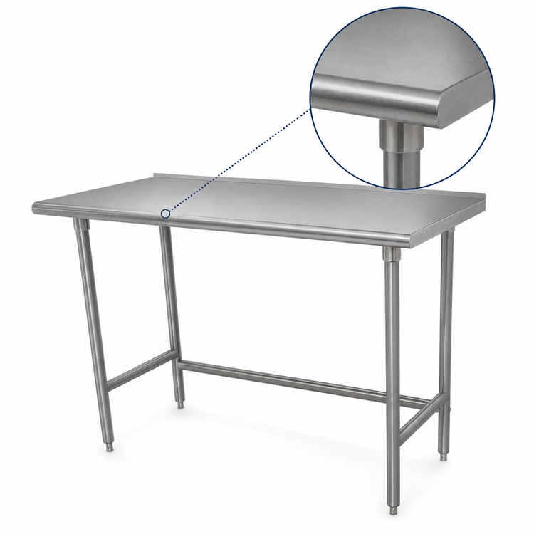 Product image #4 for Advance Tabco 144" x 36" Freestanding Work Table with 16-Gauge 304 Stainless Steel Top and 1-1/2" Rear Up-Turn