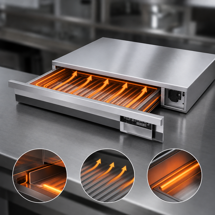 Product image #4 for APW Wyott X*PERT SPTU-50 Stainless Steel Heat & Hold Thermo Drawer for 50-Size Roller Grills