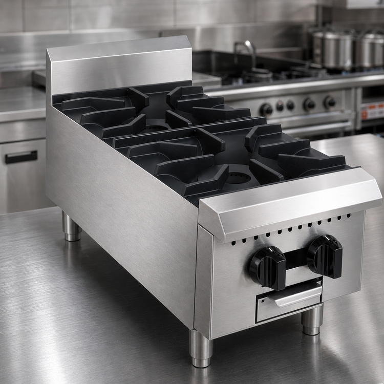 Product image #4 for Serv-Ware 12-Inch 2-Burner Natural Gas Hot Plate with Cast Iron Grates and Stainless Steel Front and Sides