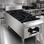 Thumbnail image #4 for Serv-Ware SHPS-12-SA 12-Inch 2-Burner Natural Gas Open-Burner Hot Plate with Cast Iron Grates and Stainless Steel Front and Sides