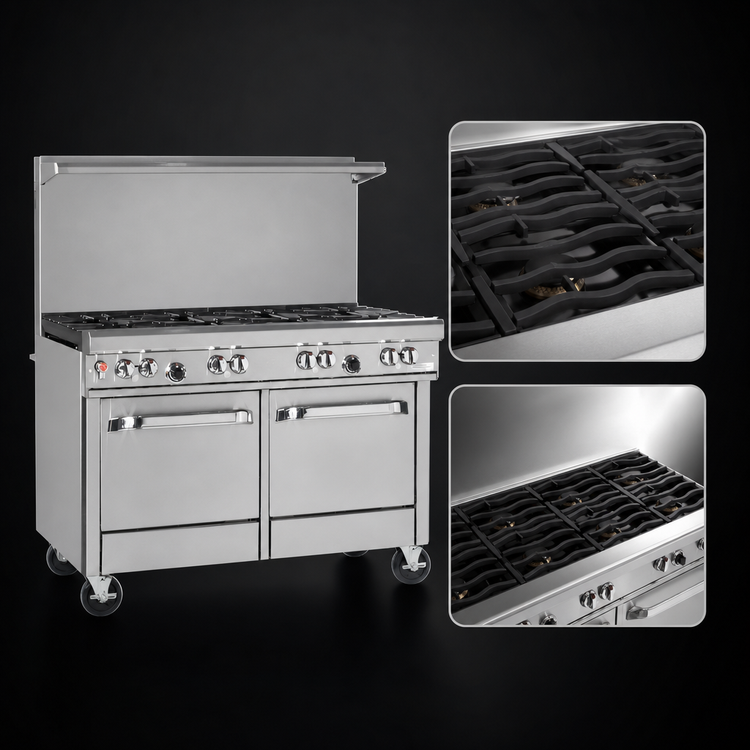 Product image #4 for Ultimate 48-Inch Natural Gas Restaurant Range with 6 Burners and 2 Space-Saver Ovens
