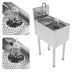Thumbnail image #5 for Perlick Corporation Top Shelf TSF12PS-SR 12-Inch Stainless Steel Underbar Prep Sink, Single Bowl with Built-In Glass Rinser