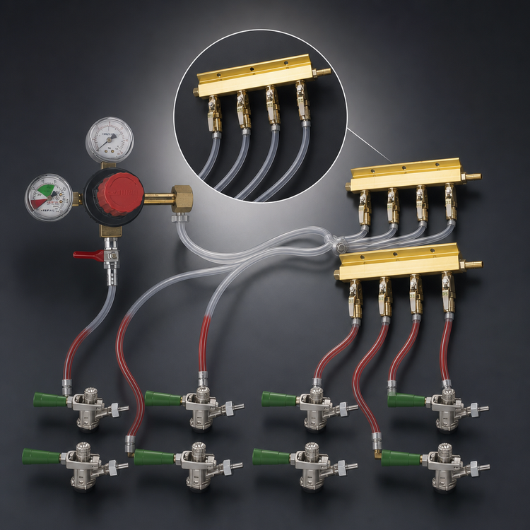 Product image #4 for Krowne 8-Faucet Draft Beer Kit with CO2 Tank Mount, Manifolds, and Sankey Keg Taps