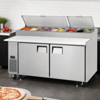 Thumbnail image #4 for Everest Refrigeration EPPR2 71-Inch Two-Section Pizza Prep Table, 23 Cu. Ft., 9 Third-Size Pan Opening, Self-Contained Refrigeration