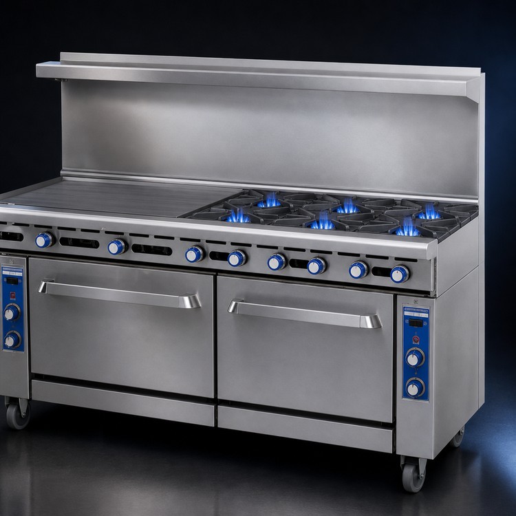 Product image #4 for Imperial Pro Series 72-Inch Gas Restaurant Range with 6 Open Burners, 6 Step-Up Open Burners, Convection Oven and Cabinet Base