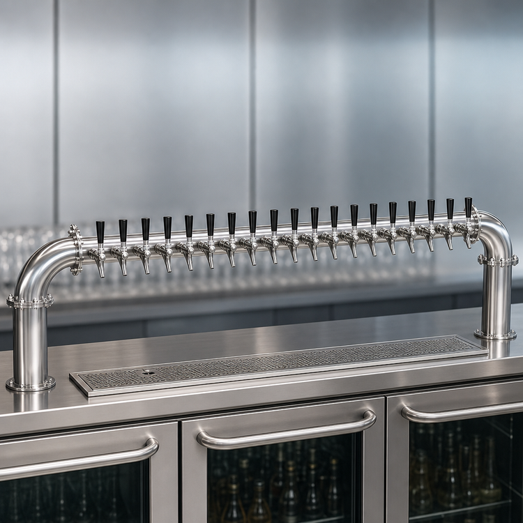 Product image #4 for Krowne 20-Faucet Pass-Through Glycol-Cooled Beer Tower, Brushed Stainless Steel