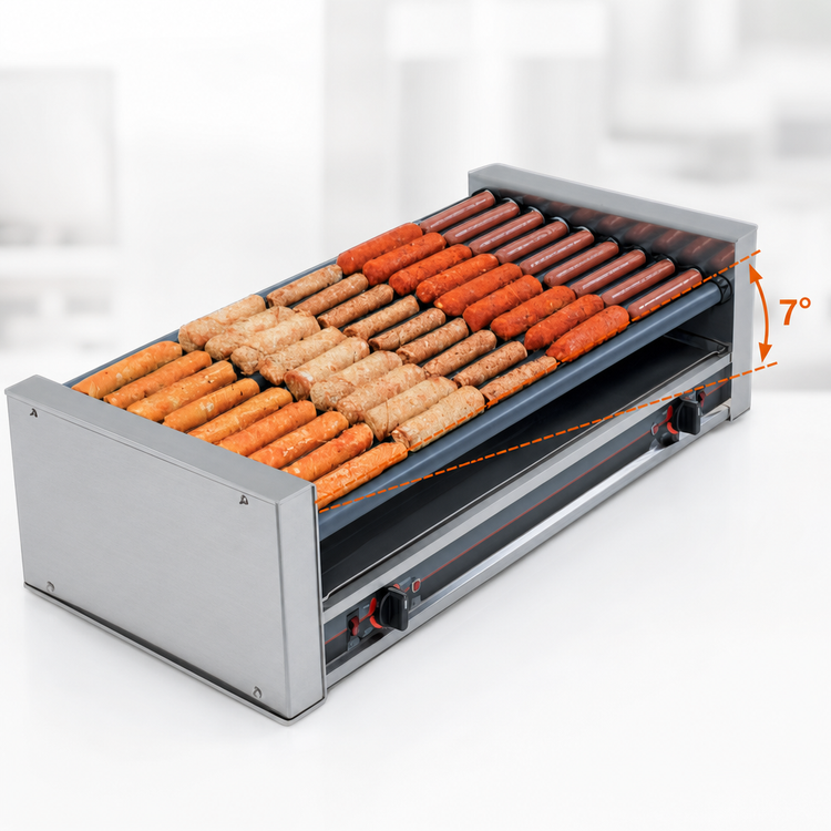 Product image #4 for Roll-A-Grill 27 Hot Dog Slanted Roller Grill with GripsIt Rollers, 230V