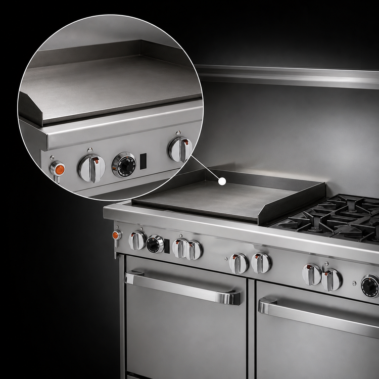 Product image #4 for Southbend Ultimate 60-Inch Gas Restaurant Range with 2 Open Burners, 48-Inch Griddle, Standard Oven, and Cabinet Base