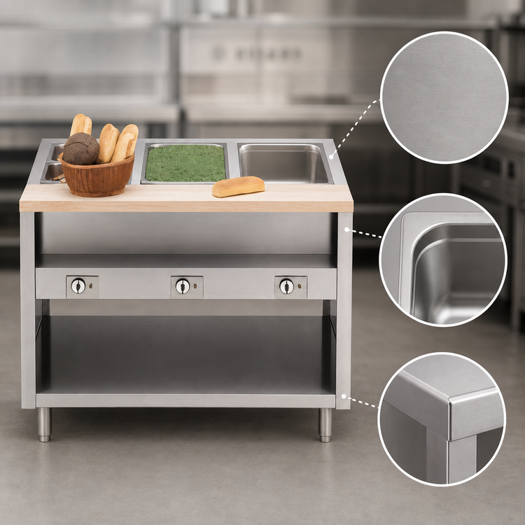Product image #4 for Dinex ServeXpress DXPDME4DS 4-Well Electric Stationary Hot Food Counter with Enclosed Base