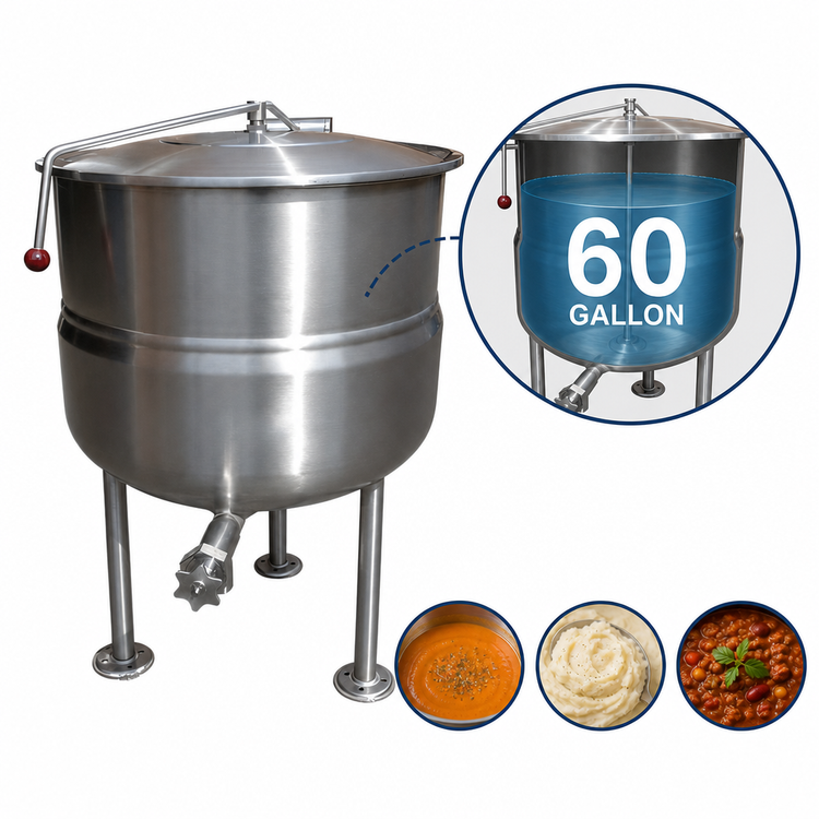 Product image #4 for Southbend Steam KDLS-60 Direct Steam Stationary Kettle, 60 Gallon, 2/3 Jacket, Tri-Leg Base
