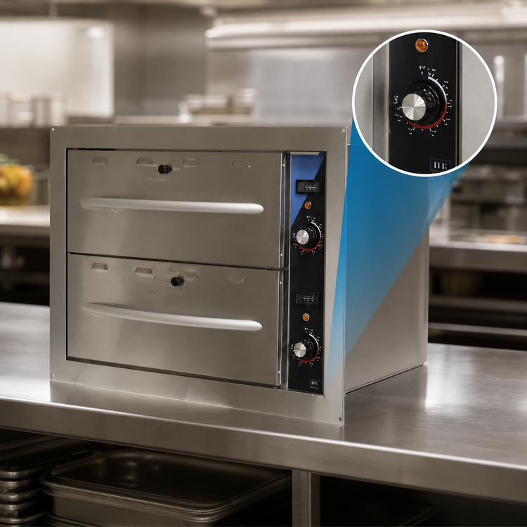 Product image #4 for BK Resources 2-Drawer Countertop Drawer Warmer for Full-Size Pans, Thermostatic, 120V
