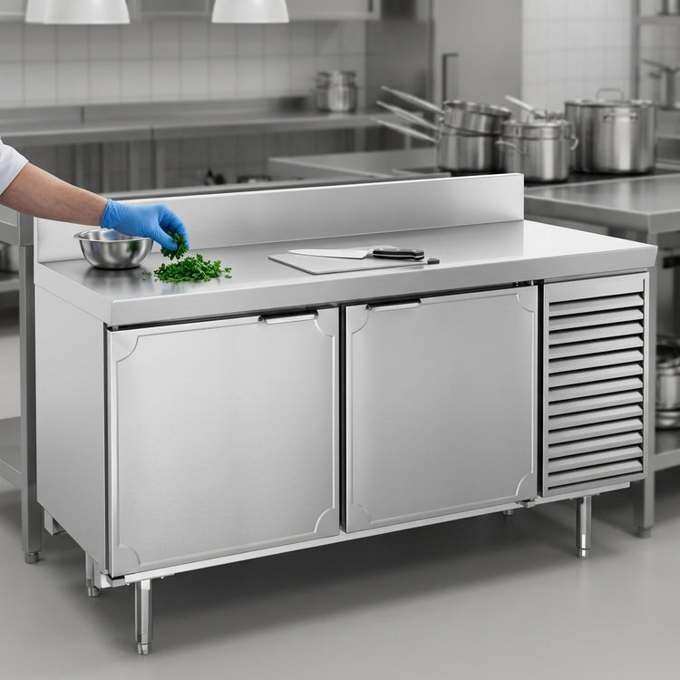 Product image #3 for La Rosa Refrigeration L-20180-32 Three-Section Stainless Steel Work Top Freezer Base