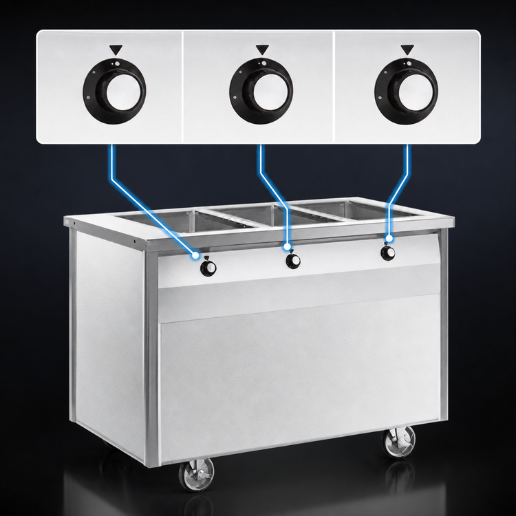 Product image #4 for Randell Custom & Serving RAN HTD-2 Mobile Electric Hot Food Table with Two 12 x 20 Wells