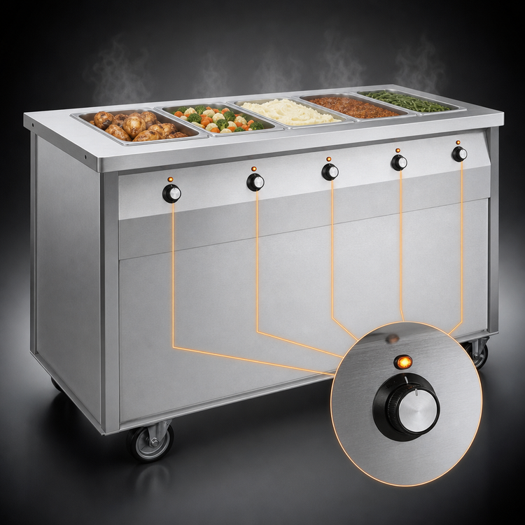 Product image #4 for Randell Custom & Serving 72-Inch Electric Mobile Modular Hot Food Table with 5 Sealed Wells