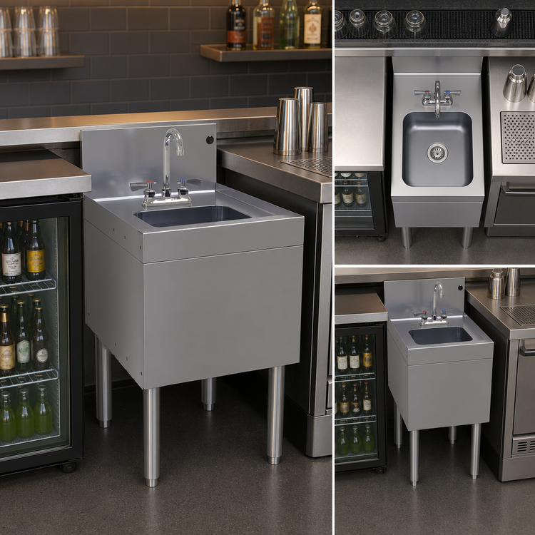 Product image #4 for Glastender Free Standing Underbar Hand Sink Unit with Deck-Mount Faucet, 18 Inch Wide Stainless Steel