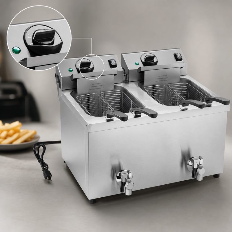 Product image #4 for Vollrath Countertop Double-Well Electric Deep Fryer, 15 lb, Stainless Steel, 208-240V