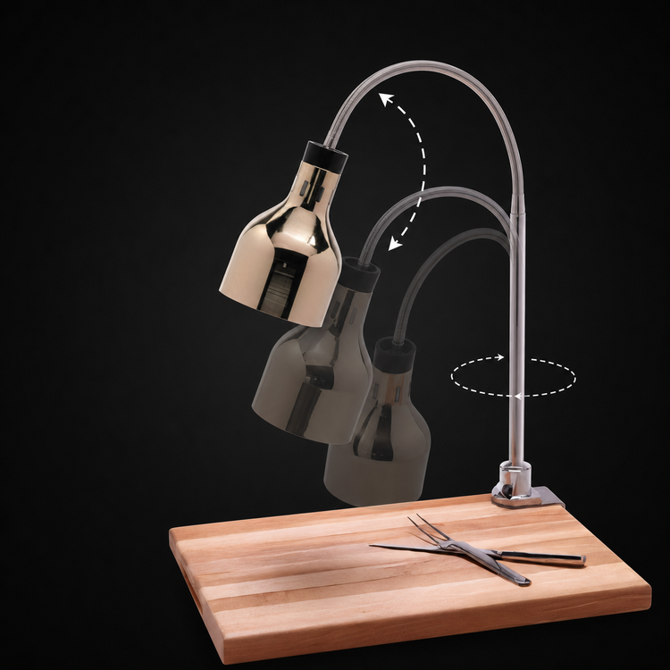 Product image #4 for Cres Cor Countertop Flexible Arm Carving Station with 250W Infrared Warmer and Maple Cutting Board