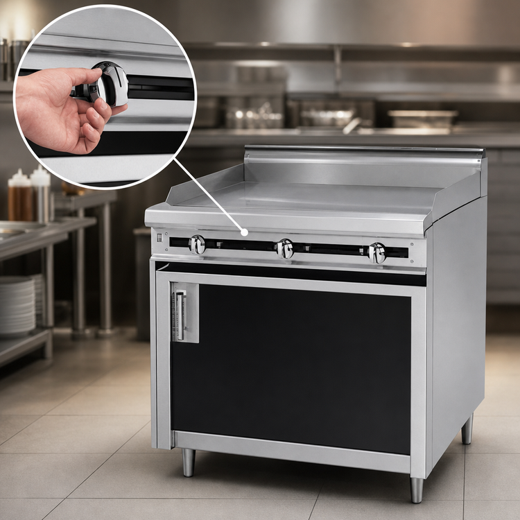 Product image #4 for Titan JTRH-48G Heavy Duty 48 Inch Cabinet Base Gas Griddle Range with Manual Controls