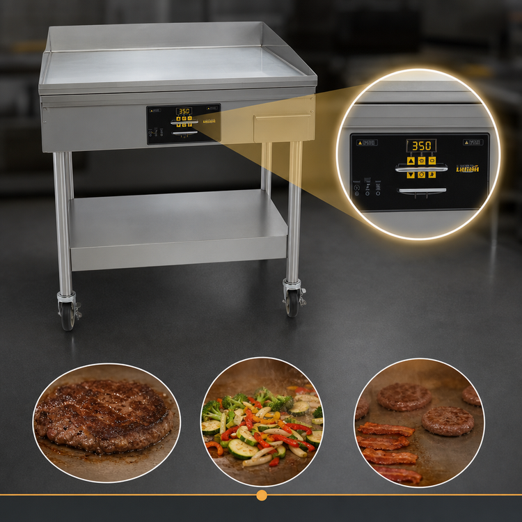 Product image #4 for AccuTemp AccuSteam Electric Floor Griddle with Stand and Casters, 36 x 24 Inch Cooking Surface
