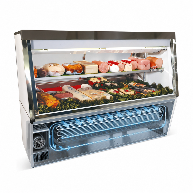 Product image #4 for Howard-McCray 34N Series 96 Inch Remote Double-Duty Deli Meat & Cheese Service Case, Straight Glass, Stainless Steel