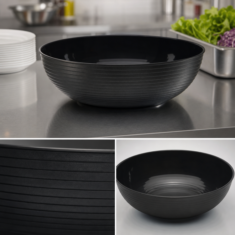 Product image #5 for Cambro Camwear 40 Qt Round Ribbed Polycarbonate Bowl, 22-7/8 Inch Diameter, Black