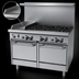 Thumbnail image #4 for Garland GF Starfire Pro 48-Inch Gas Restaurant Range with 6 Open Burners, 12-Inch Thermostatic Griddle, and 2 Space-Saver Ovens