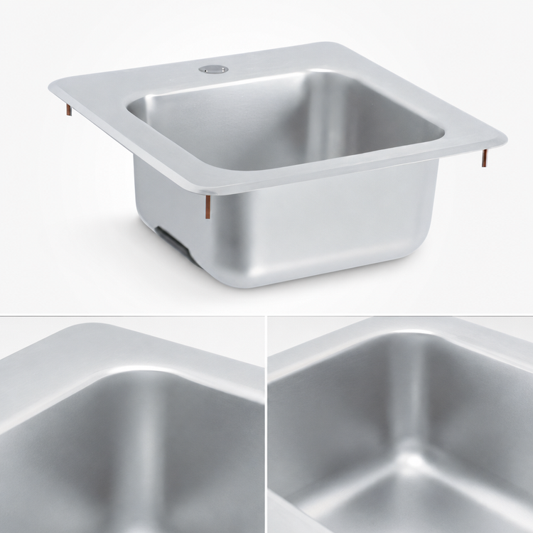 Product image #4 for Vollrath Drop-In Self-Rimming Underbar Sink for Electronic Mixing Faucet, 15 x 15 Inch, 304 Stainless Steel