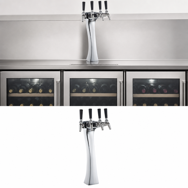 Product image #4 for Perlick Panther Style 4-Faucet Wine Dispensing Kit for Third Door Kegerators, Chrome