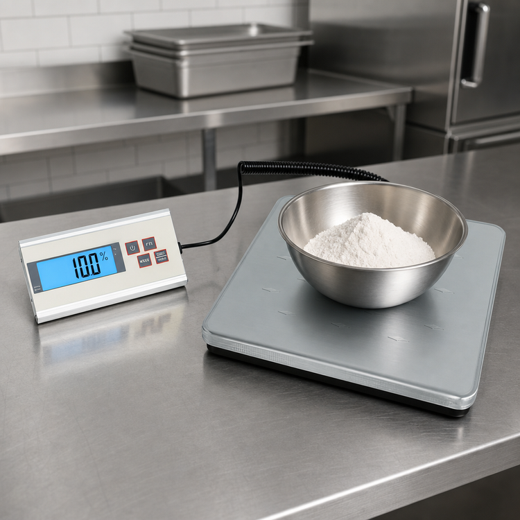 Product image #4 for San Jamar Industrial Digital Platform Scale, 264 lb Capacity, Remote Display, Square Stainless Steel Platform