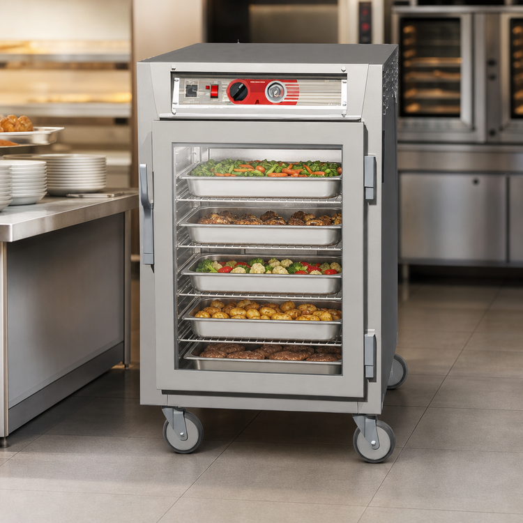 Product image #4 for Metro C5 6 Series Half-Height Mobile Heated Holding Cabinet with Tempered Clear Glass Doors and Universal Wire Slides