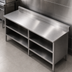Thumbnail image #4 for John Boos 144-Inch x 30-Inch Open-Front Enclosed Base Work Table with 16-Gauge Stainless Steel Top and 5-Inch Backsplash