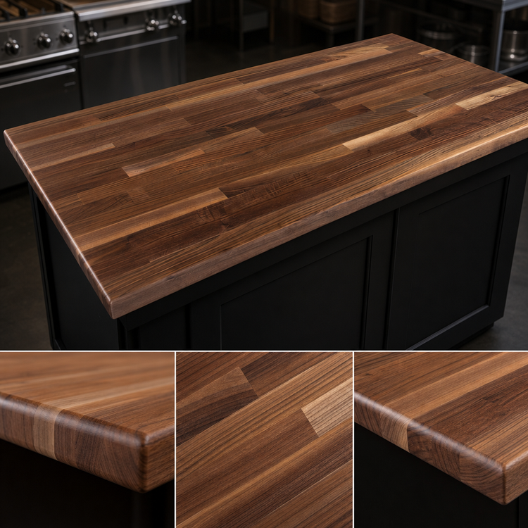 Product image #4 for John Boos Boos Block American Black Walnut Blended Edge Grain Kitchen Countertop, 120 x 27 x 1-1/2 Inch, Varnique Finish