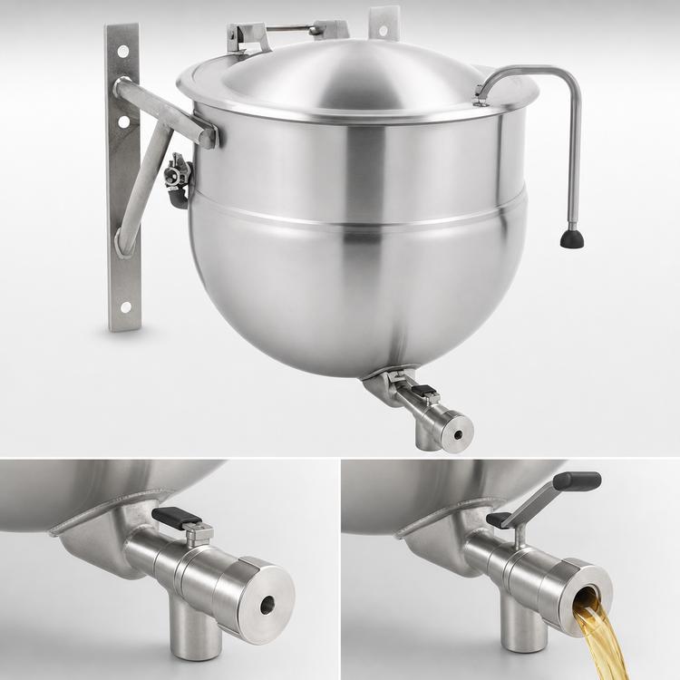 Product image #4 for Legion LTWT-100 100-Gallon Direct Steam Kettle with Actuator-Assisted Cover