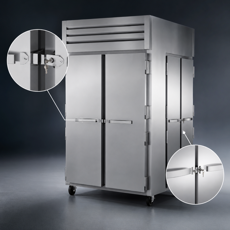 Product image #4 for True SPEC SERIES Two-Section Pass-Thru Reach-In Refrigerator with Locking Front and Rear Doors