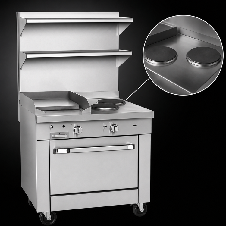 Product image #4 for Southbend Platinum 36-Inch Heavy Duty Gas Range with 2 Open Burners, 2 Hot Tops, and Cabinet Base