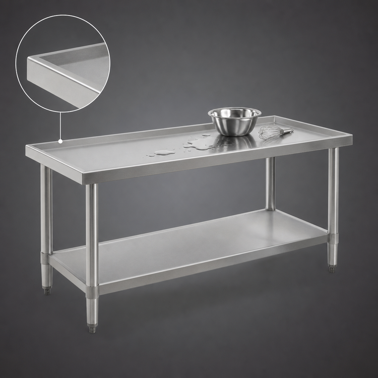 Product image #4 for Eagle Spec-Master Marine Series Open Base Stainless Steel Work Table with Adjustable Undershelf, 144 x 24 Inches